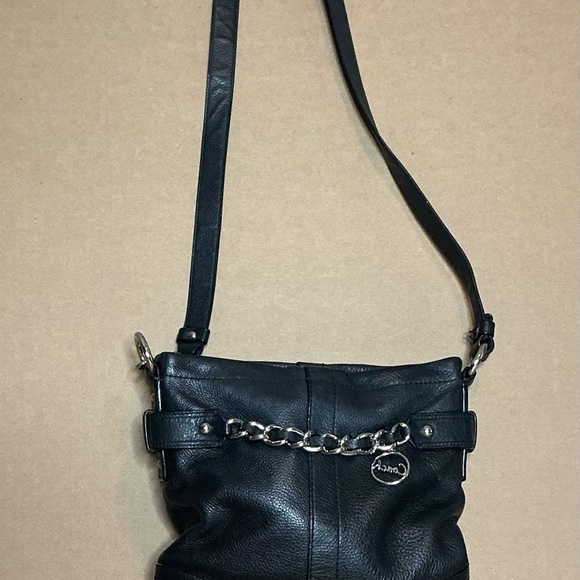 Y2K vintage Coach Black Leather Crossbody with Silver Chain - Picture 6 of 9